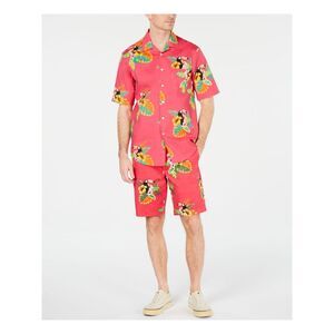 CLUBROOM Mens Pink Short Sleeve Button Down Shirt M